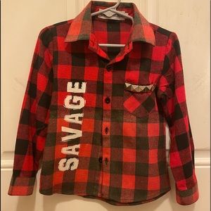 Custom made Boys Savage Flannel shirt 2T